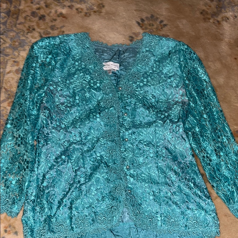 Teal lace 3/4 Sleeve Blouse